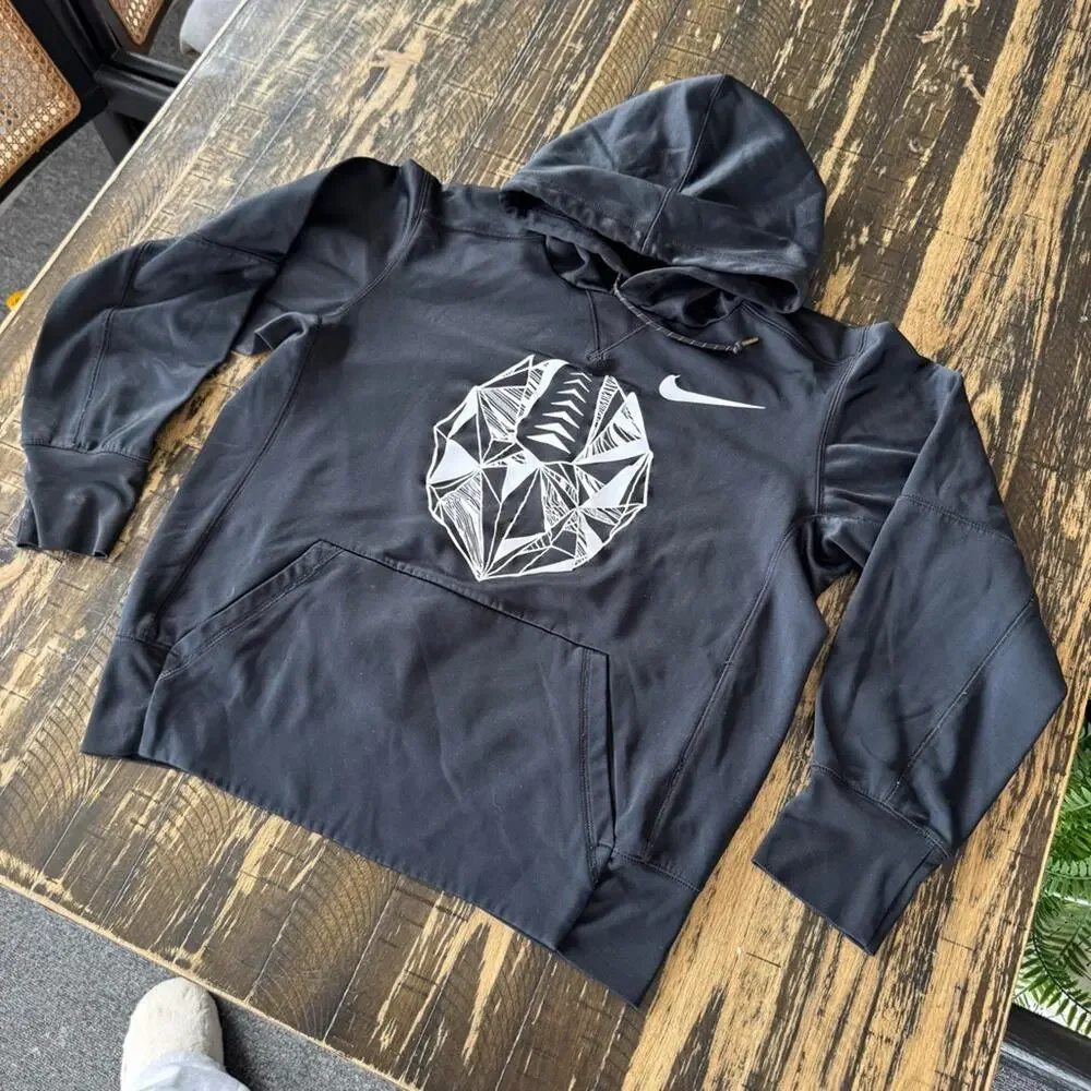 NIKE - FOOTBALL - Black Hoodie with Geometric Design - SMALL - Picture 5 of 16